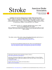 Guidelines for the Early Management of Adults With Ischemic Stroke