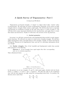 A Quick Survey of Trigonometry: Part I