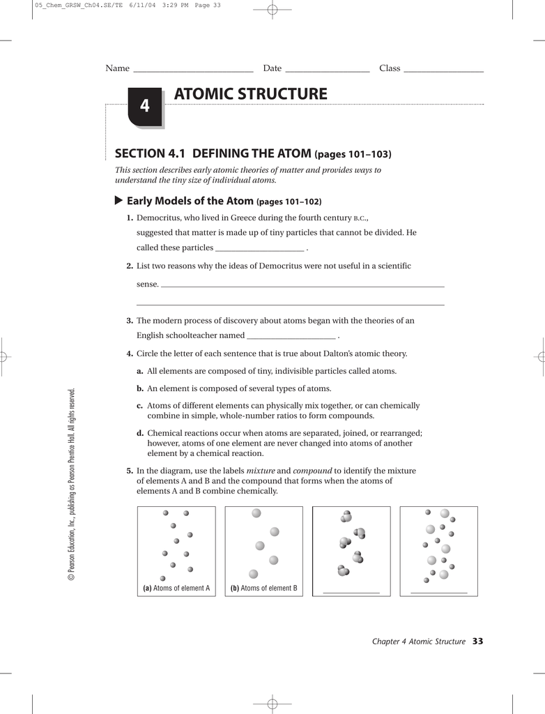 atomic structure 23 - Southgate Schools Intended For Atomic Structure Worksheet Chemistry