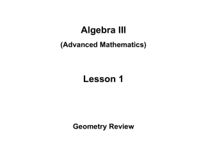 Algebra III Lesson 1