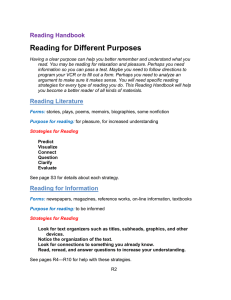 Reading Handbook Reading for Different Purposes Having a clear