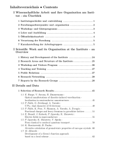 Inhaltsverzeichnis • Contents - the Max Planck Institute for the