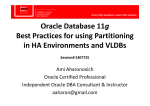 Oracle Database 11g Best Practices for using Partitioning in HA