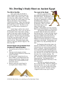 Mr. Dowling`s Study Sheet on Ancient Egypt