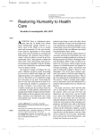 Restoring Humanity to Health Care