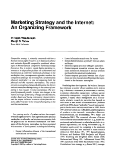 Marketing strategy and the internet: An organizing framework