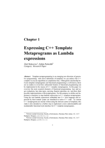 Expressing C++ Template Metaprograms as Lambda expressions