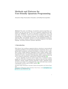 Methods and Patterns for User-friendly Quantum Programming