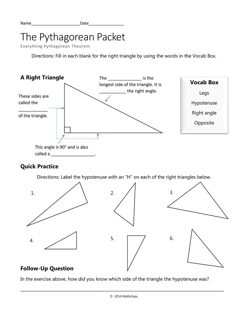 Pythagorean Theorem Inside Pythagorean Theorem Worksheet Answer Key