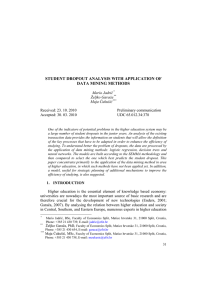 student dropout analysis with application of data mining methods