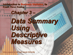 Data Summary Using Descriptive Measures