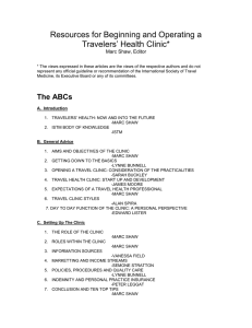 Resources for Beginning and Operating a Travelers` Health Clinic