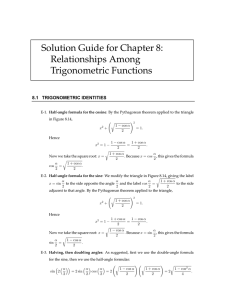 Solution Guide for Chapter 8: Relationships Among Trigonometric