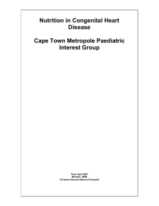 Nutrition in Congenital Heart Disease Cape Town Metropole