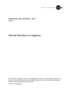 Mental Disorders in Litigation - The Continuing Legal Education