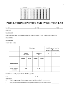 POPULATION GENETICS AND EVOLUTION LAB