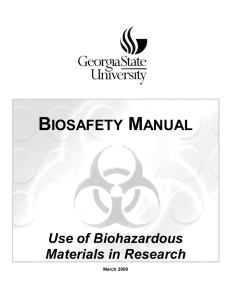 biosafety manual - University Research Services Administration