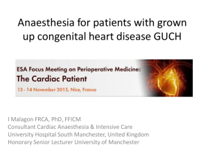 Anaesthesia for patients with grown up congenital heart disease