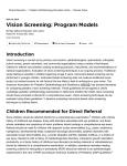 Vision Screening: Program Models