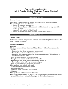 Pearson Physics Level 20 Unit III Circular Motion, Work, and Energy