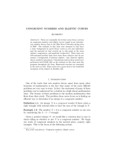 congruent numbers and elliptic curves