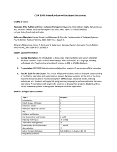 COP 3540 Introduction to Database Structures