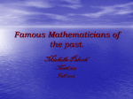 Famous Mathematicians of the Past