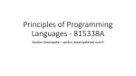 Principles of Programming Languages - 815338A