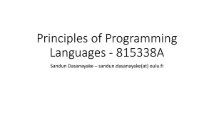 Principles of Programming Languages - 815338A