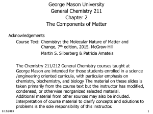 George Mason University General Chemistry 211 Chapter 2 The