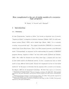 How complicated is the set of stable models of a recursive logic