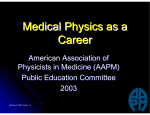 Medical Physics as a Career
