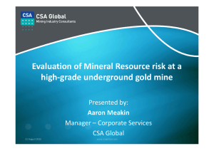 Evaluation of Mineral Resource risk at a high-grade