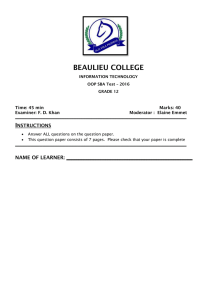 OOP SBA Test - Memo - Beaulieu College`s Intranet