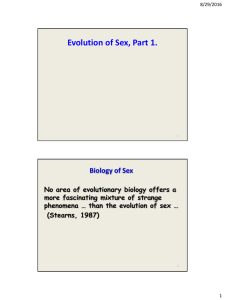 Evolution of Sex, Part 1.