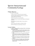 Species Interactions and Community Ecology Chapter Objectives