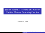 Moments of a Random Variable, Moment Generating Function