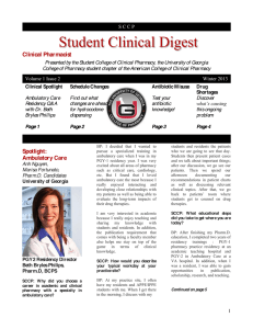 Student Clinical Digest - University of Georgia College of Pharmacy