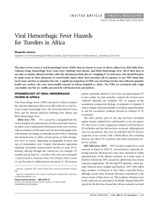 Viral Hemorrhagic Fever Hazards for Travelers in Africa