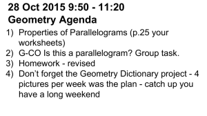28 Oct 2015 9:50 - 11:20 Geometry Agenda