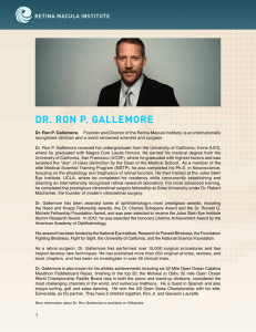 DR. ROn P. GalleMORe - Retina Macula Institute