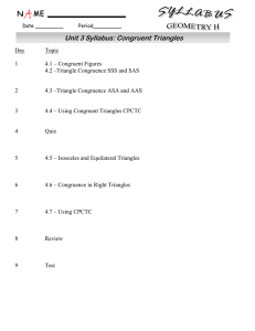 Unit 3 Syllabus: Congruent Triangles