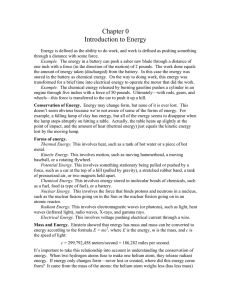 Chapter 0 Introduction to Energy