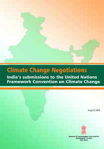 Climate Change Negotiations, India`s submissions to the United