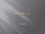 Lesson 13: Files