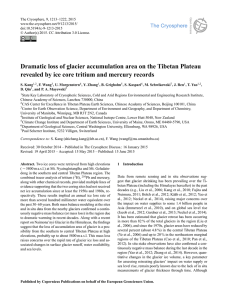 Dramatic loss of glacier accumulation area on the Tibetan Plateau