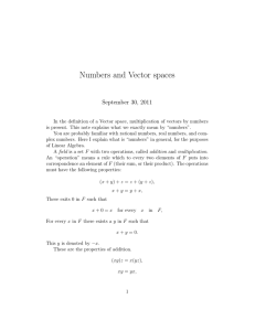 Numbers and Vector spaces