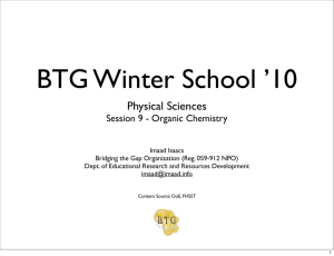 Session 9 – Organic Chemistry