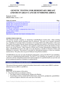genetic testing for hereditary breast and/or ovarian cancer syndrome