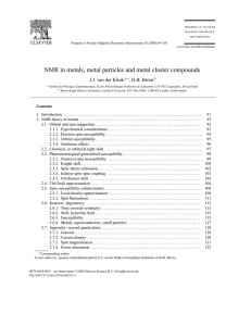 NMR in metals, metal particles and metal cluster compounds